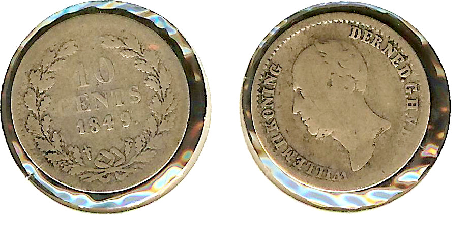 Netherlands 10 cents 1849 gF